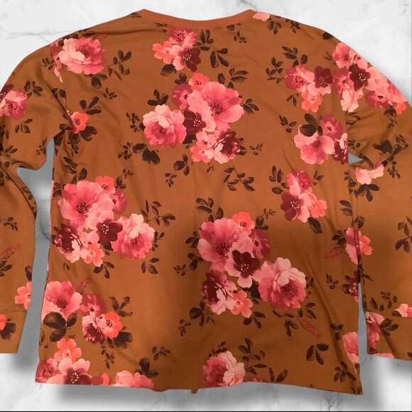 The Children’s Place Girls Floral Print Fleece Tie Front Top Brown Long Sleeves - Picture 2 of 15